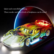 1:14 Scale RC Building Block Car Kit - Green Supercar Model with Remote Control, Motors, LED Lights & Container Box Gift for Kids and Adults