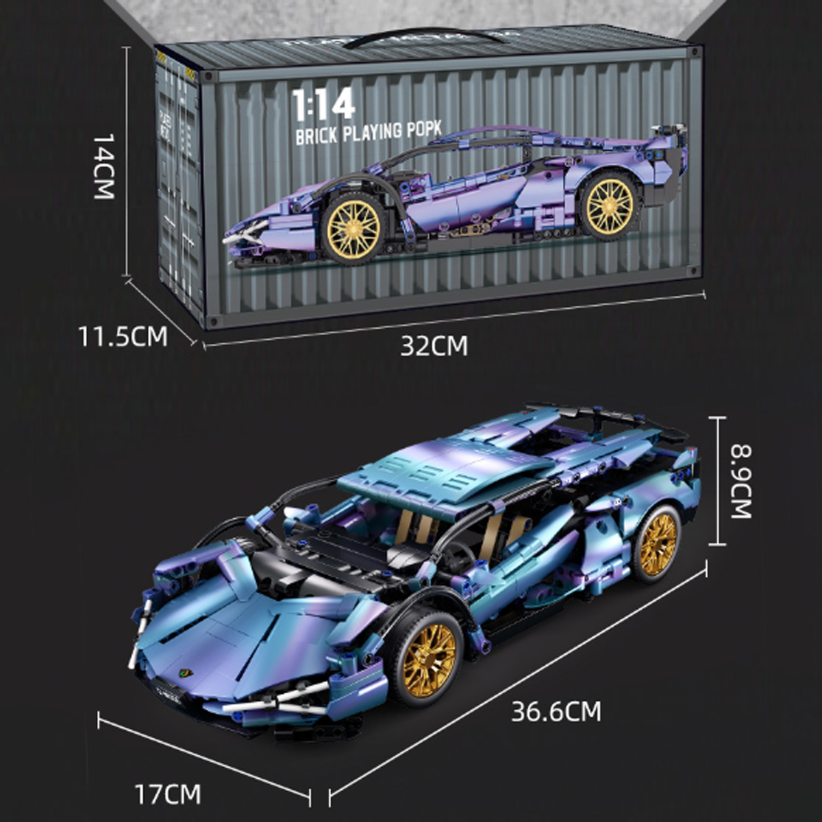 Technic Sports Car Model for Lambo, 1/14 Race Car Advanced Building Set, Exclusive Collectible Model, MOC Supercar Model Kit, Birthday Gifts for Kids Teens Age 8-14 12-16