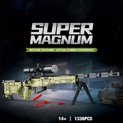 Military AWM Sniper Rifle Building Block Kit, 100.5cm Interactive Toy Blaster with Scope & Bipod, 1:1 Scale Large Tactical Building Block Model for Adults & Teens, Birthday Gift for Boys Age 14+ (1336+Piece)