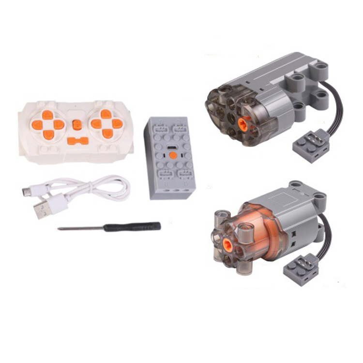 1:14 Scale RC Motor Upgrade Kit for Building Block Cars - Universal Power Pack with 2.4GHz Remote, Dual Motors, Battery & USB Charger
