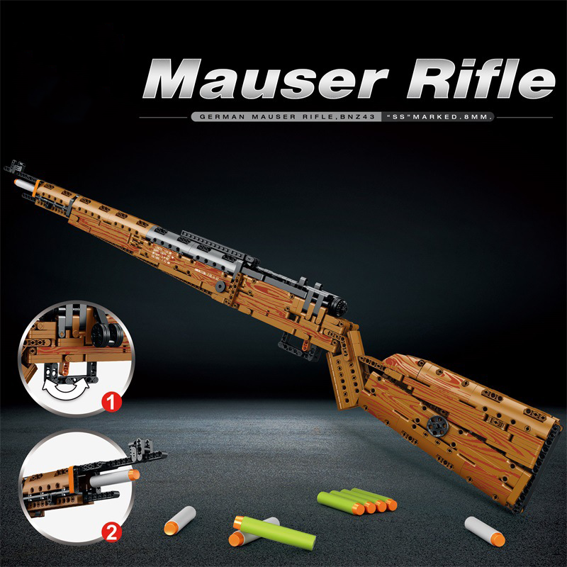 98k Rifle Building Block Toy Set, Military Building Block Model for Adults & Teens, 104cm Interactive Toy Blaster with Bolt-Action Mechanism, Birthday Gift for Boys Age 14+ (951 Piece)