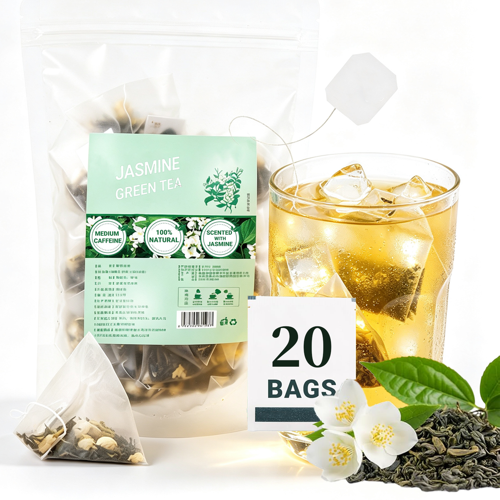 Jasmine Green Tea Bags, Naturally Jasmine-Scented, 40 Count Smooth Green Tea With Soft Jasmine Aroma, No Petals Inside, Sugar-Free, Just Floral Perfection