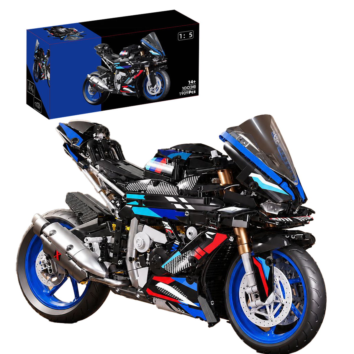 1:5 Superbike Collector's Building Kit (1909 PCS) – Premium Racing Motorcycle Model & Display Base