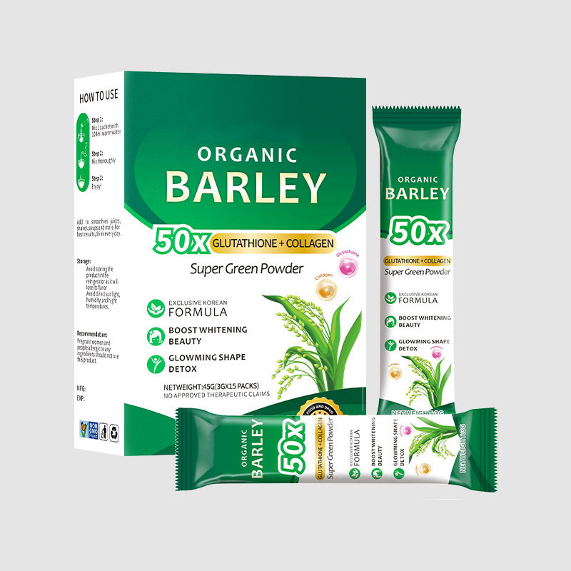 Organic Barley 50X Super Green Powder – Korean Formula with Glutathione & Collagen (15 bag)