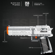 Desert Eagle Pistol Building Block Toy Set, 356 PCS Tactical Toy Blaster Building Block Model for Adults & Teens, Interactive Sidearm with Removable Clip, Birthday Gift for Boys Age 14+