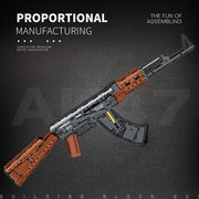 AK47 Assault Rifle Building Block Toy Set, Military Rifle Building Set for Adults & Teens, 83.5cm Interactive Toy Blaster Model with Removable Magazine, Birthday Gift for Boys Age 14+ (1366 Piece)