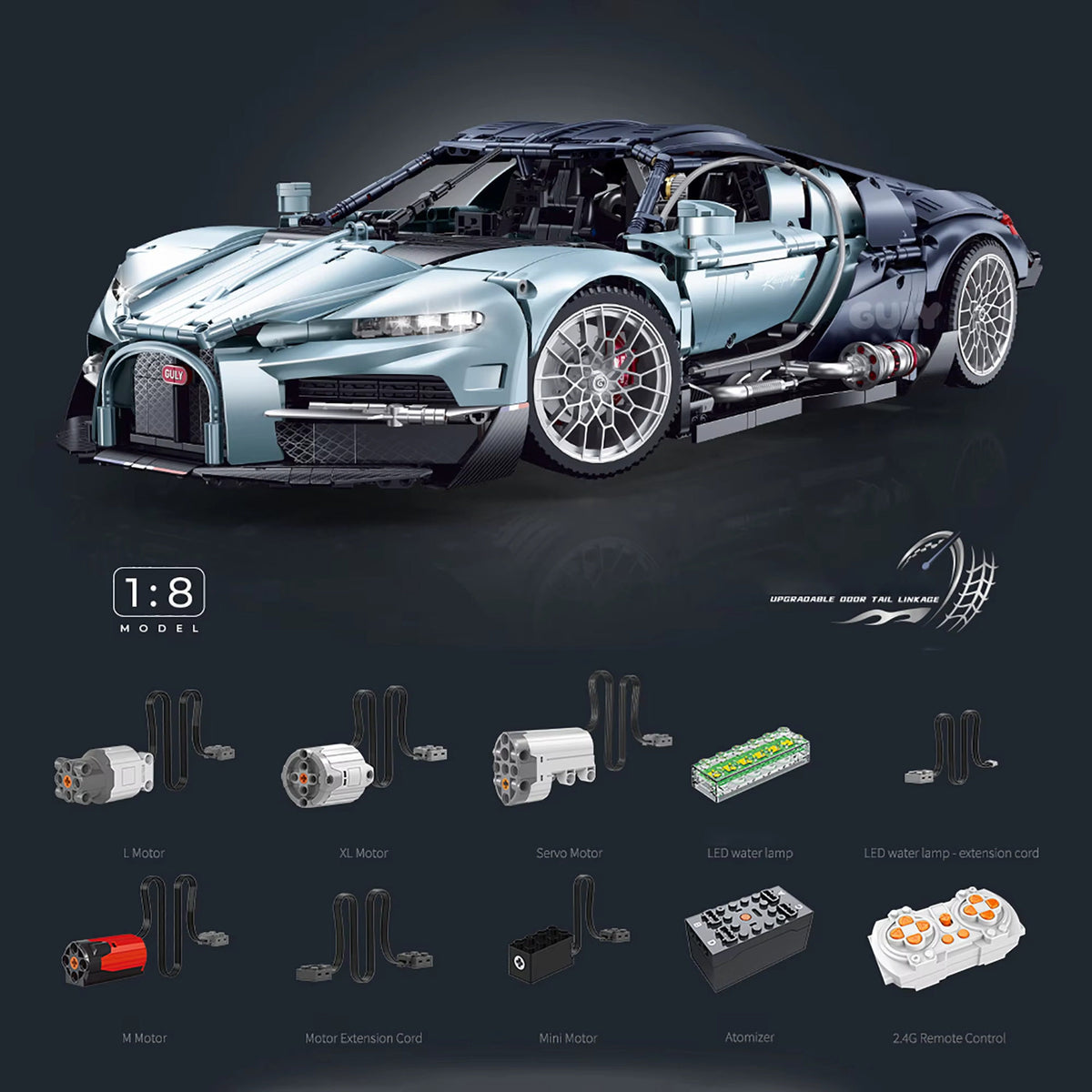 1:8 Scale Huge Supercar Building Set for Adults, 58.5cm Large MOC Race Car Model Kit, Birthday Gift for Boys Teens Age 8-14 12-16