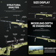 Military AWM Sniper Rifle Building Block Kit, 100.5cm Interactive Toy Blaster with Scope & Bipod, 1:1 Scale Large Tactical Building Block Model for Adults & Teens, Birthday Gift for Boys Age 14+ (1336+Piece)