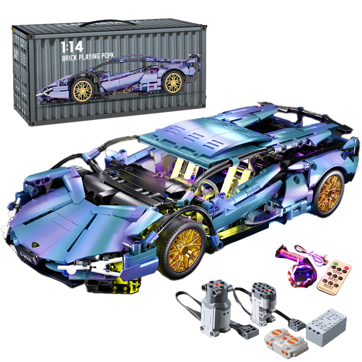 Technic Sports Car Model for Lambo, 1/14 Race Car Advanced Building Set, Exclusive Collectible Model, MOC Supercar Model Kit, Birthday Gifts for Kids Teens Age 8-14 12-16