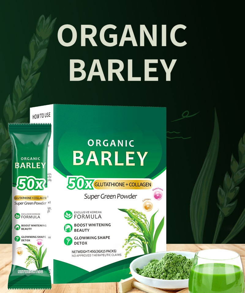 Organic Barley 50X Super Green Powder – Korean Formula with Glutathione & Collagen (15 bag)