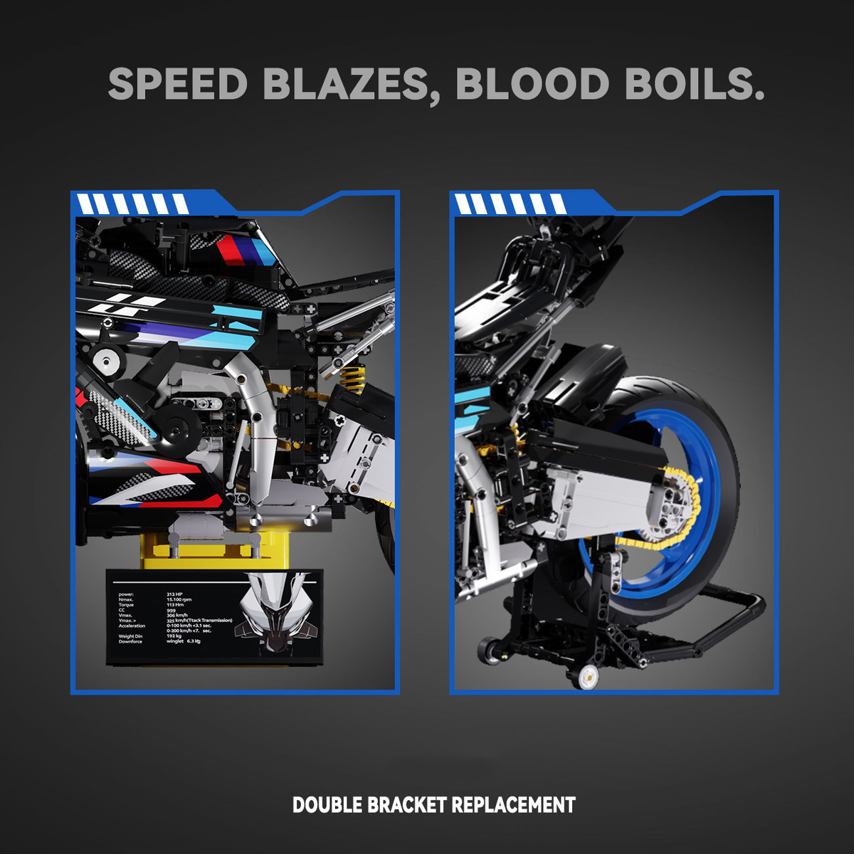 1:5 Superbike Collector's Building Kit (1909 PCS) – Premium Racing Motorcycle Model & Display Base