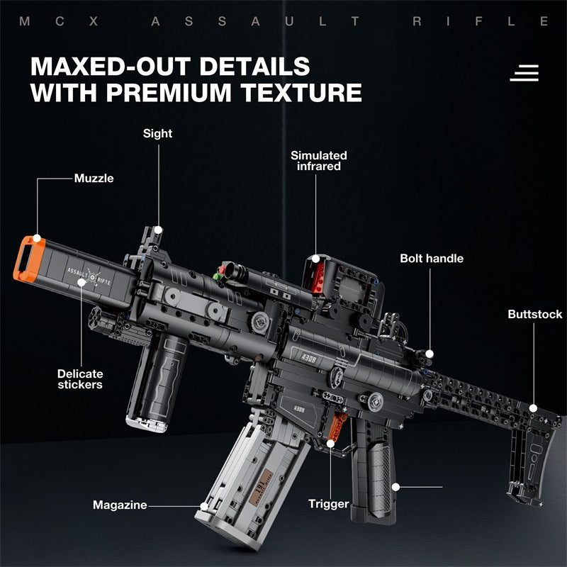 MCX Assault Rifle Building Block Toy Set, 1589+ Piece 70.5cm Tactical Building Block Model for Adults & Teens, Interactive Toy Blaster with Scope & Magazine, Birthday Gift for Boys Age 14+
