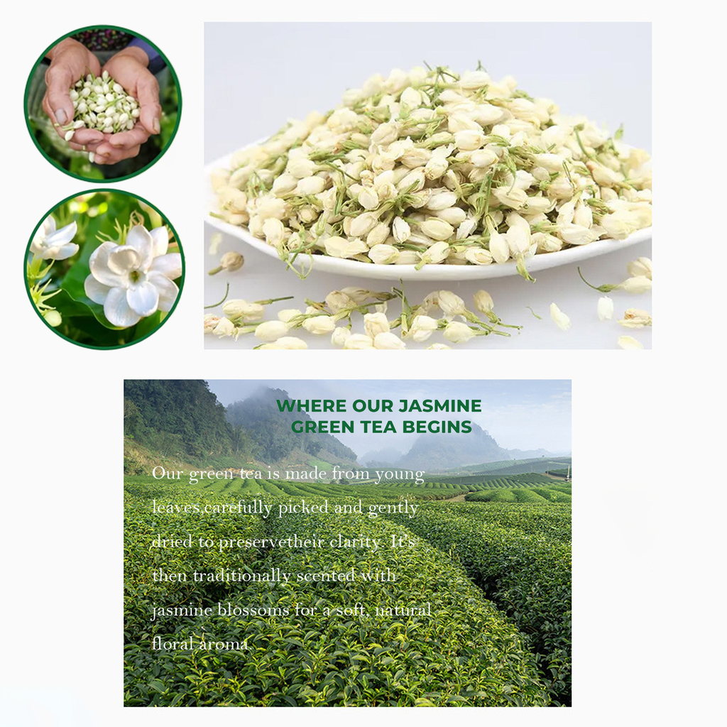 Jasmine Green Tea Bags, Naturally Jasmine-Scented, 40 Count Smooth Green Tea With Soft Jasmine Aroma, No Petals Inside, Sugar-Free, Just Floral Perfection