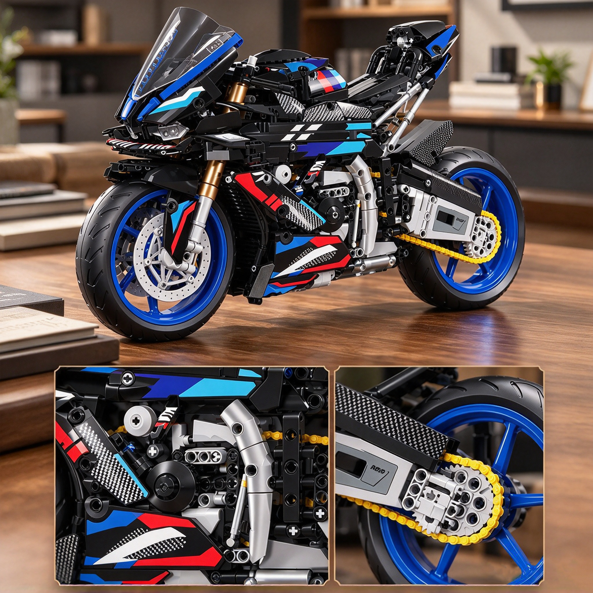 1:5 Superbike Collector's Building Kit (1909 PCS) – Premium Racing Motorcycle Model & Display Base
