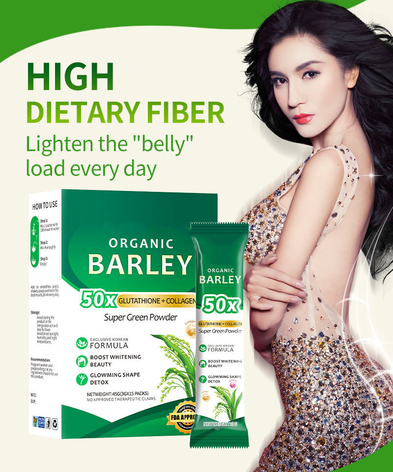 Organic Barley 50X Super Green Powder – Korean Formula with Glutathione & Collagen (15 bag)