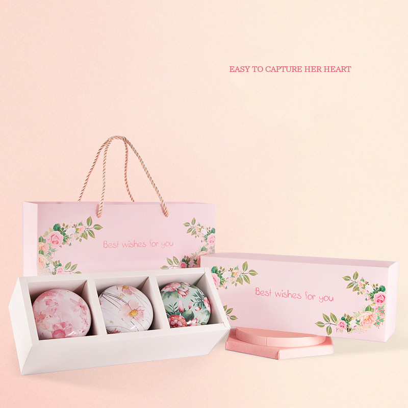 Premium Peach Oolong Tea Gift Set – 3-Flavor Fruit Tea Sampler with Aesthetic Floral Box & Reusable Tins