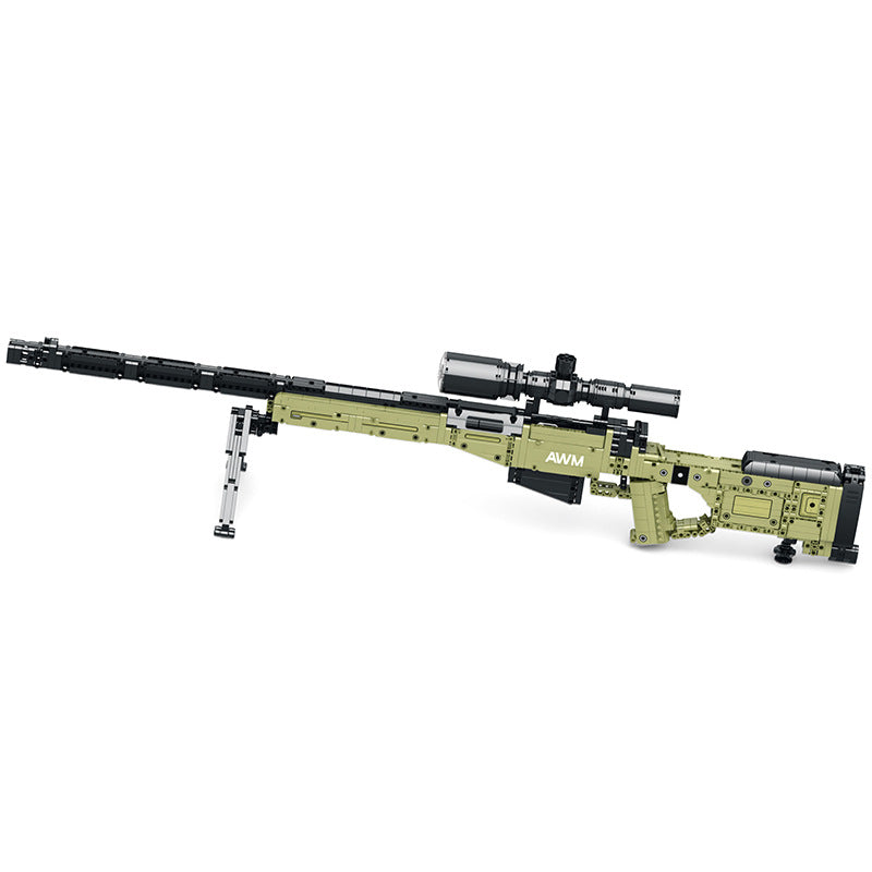 Military AWM Sniper Rifle Building Block Kit, 100.5cm Interactive Toy Blaster with Scope & Bipod, 1:1 Scale Large Tactical Building Block Model for Adults & Teens, Birthday Gift for Boys Age 14+ (1336+Piece)