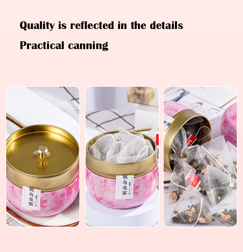 Premium Peach Oolong Tea Gift Set – 3-Flavor Fruit Tea Sampler with Aesthetic Floral Box & Reusable Tins