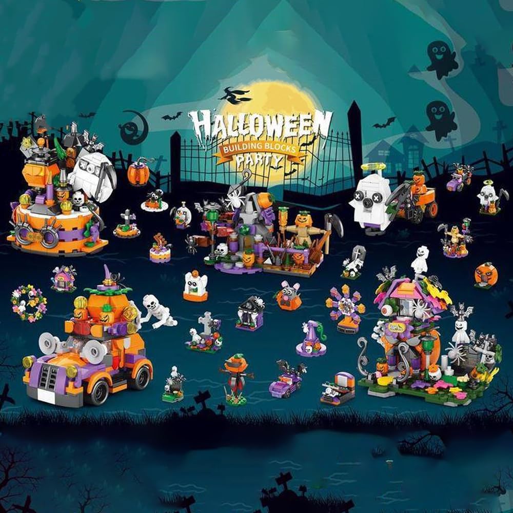 Halloween Advent Calendar 2026 Building Blocks, 31 Days Halloween Countdown Blind Box, 6 in 1 DIY Creative Assembly Kits, Creative Halloween Ornament and Present