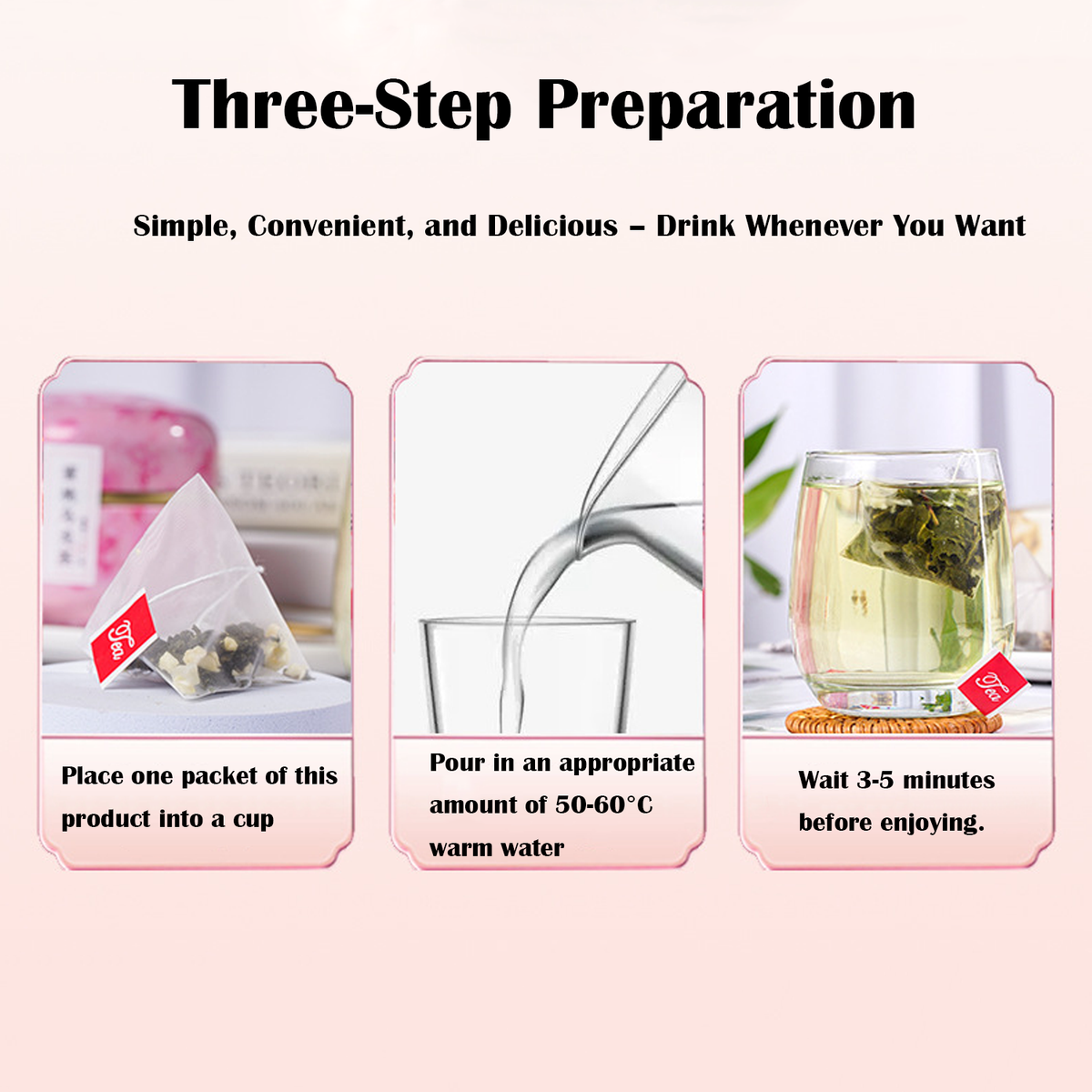 Premium Peach Oolong Tea Gift Set – 3-Flavor Fruit Tea Sampler with Aesthetic Floral Box & Reusable Tins