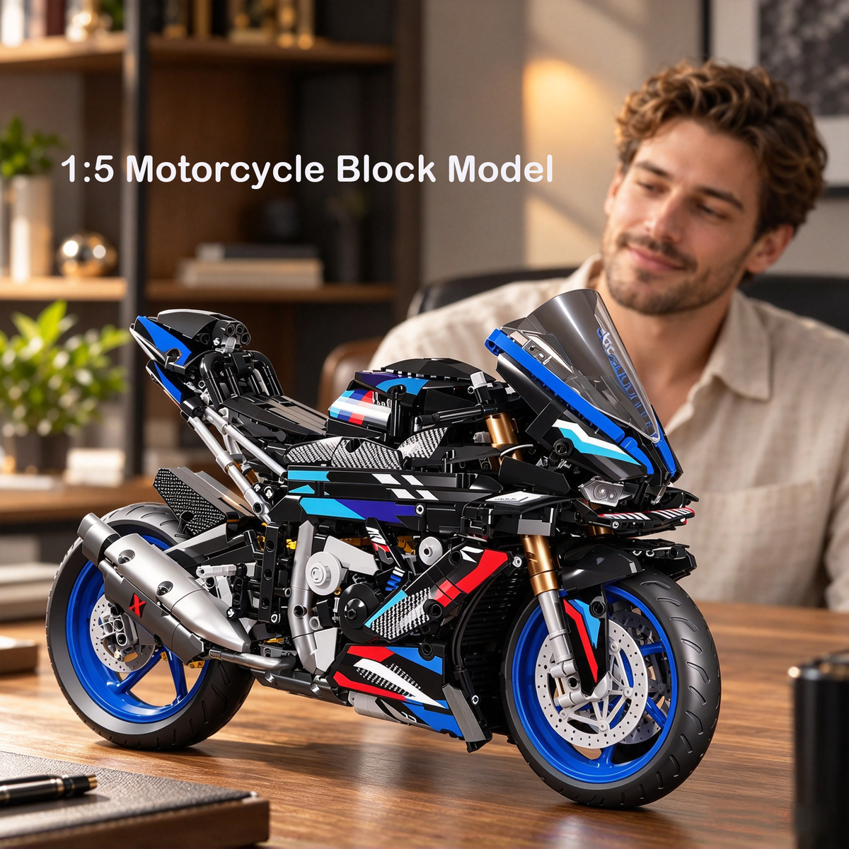 1:5 Superbike Collector's Building Kit (1909 PCS) – Premium Racing Motorcycle Model & Display Base
