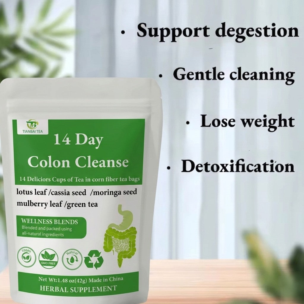 14 Day Colon Cleanse Tea – Natural Herbal Detox for Bloating Relief, Gut Health & Metabolism Support (14 Eco-Friendly Corn Fiber Bags)