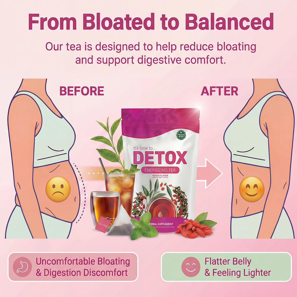 Sylhlw Detox Tea - Herbal Blend with Dandelion, Ginseng, and Ginger - Supports A Healthy Weight, Digestive Health - Vegan, All Natural, Laxative-Free - Peach Flavor (28 Servings)