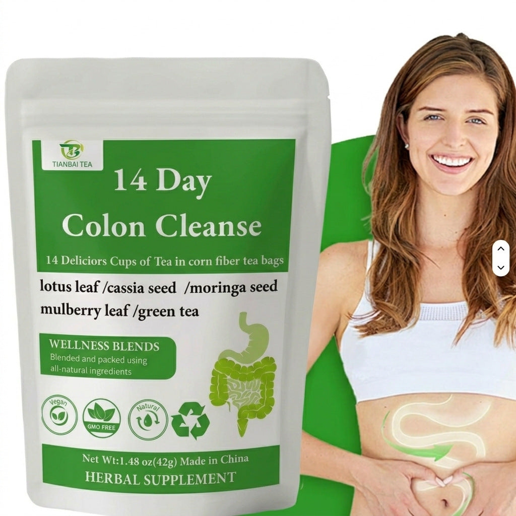 14 Day Colon Cleanse Tea – Natural Herbal Detox for Bloating Relief, Gut Health & Metabolism Support (14 Eco-Friendly Corn Fiber Bags)