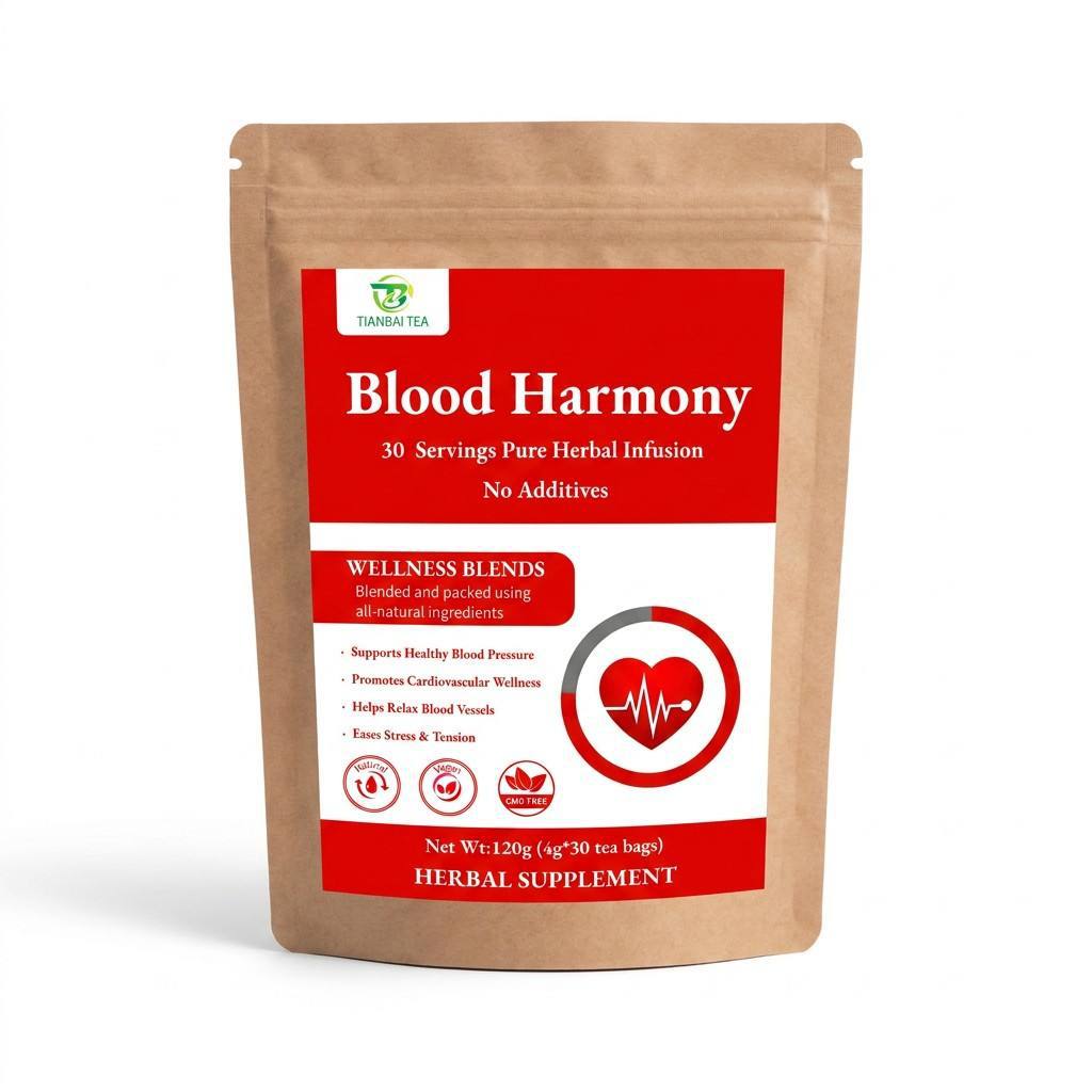 Calm Your Mind, Support Your Heart: Caffeine-Free Blood Harmony Tea with Rose, Hawthorn & Cassia Seed for Daily Stress Relief (30 Tea Bags)