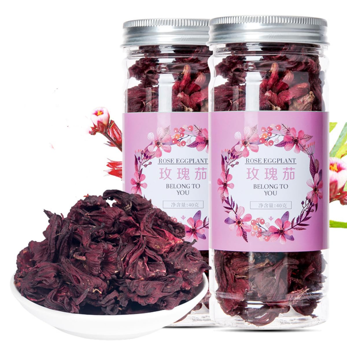 Hibiscus Tea 40g (1.4 Oz), 100% Natural Hibiscus Flowers Dried Flower Tea, Roselle tea Luoshen Flower Tea Herbal Tea