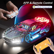 Cyberpunk Sports Race Car Building Set for Boys & Adults, APP & RC Remote Control Car Model Kits with LED Lights, 1:14 MOC Supercar Toys Birthday Gifts for Kids Teens Age 8-14 12-16 (1314 PCS)