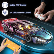 Cyberpunk Sports Race Car Building Set for Boys & Adults, APP & RC Remote Control Car Model Kits with LED Lights, 1:14 MOC Supercar Toys Birthday Gifts for Kids Teens Age 8-14 12-16 (1314 PCS)
