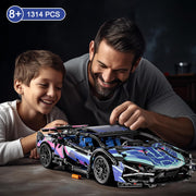 Cyberpunk Sports Race Car Building Set for Boys & Adults, APP & RC Remote Control Car Model Kits with LED Lights, 1:14 MOC Supercar Toys Birthday Gifts for Kids Teens Age 8-14 12-16 (1314 PCS)