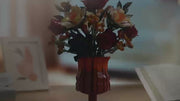 1129PCS Everlasting Flower Bouquet Building Set with Amber Vase – Botanical Collection Home Decor